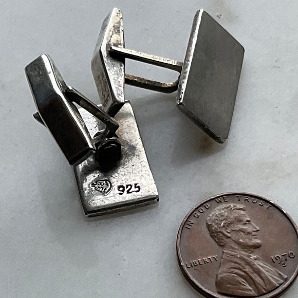 Vintage 925 Sterling Silver Rectangle Engravable Cufflinks 12g marked 38 - Picture 5 of 8